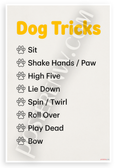Dog Tricks Training Commands Sit Paw High Five Educational 12x18 US Made Poster
