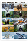 Iconic Animals in Wildlife Biology Educational 12x18 US Made Poster