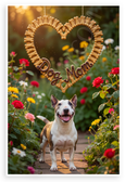 Dog Mom Miniature Bull Terrier Bone Heart Garden 12x18 US Made Poster