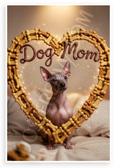 Dog Mom American Hairless Terrier Dog Bone Heart Wall Art 12x18 US Made Poster