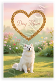 American Eskimo Dog Dog Mom Heart Frame Pastel Garden 12x18 US Made Poster