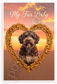 My Fur Baby Barbet Dog in Dog Bone Heart Sunset 12x18 US Made Poster