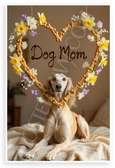Dog Mom Saluki Heart Dog Bone Frame Flowers 12x18 US Made Poster