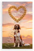 Dog Mom Irish Red and White Setter Bone Heart Sunset 12x18 US Made Poster