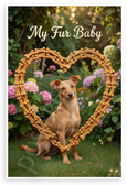 Portuguese Podengo Pequeno My Fur Baby Dog Bone Heart Garden 12x18 US Made Poster