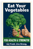 Eat Your Vegetables Broccoli Thumbs Up Vintage WPA 12x18 US Made Poster