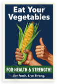 Eat Your Vegetables For Health & Strength Corn WPA Style 12x18 US Made Poster