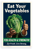 Eat Your Vegetables For Health & Strength Lettuce WPA 12x18 US Made Poster