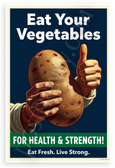 Eat Your Vegetables Potato Thumbs Up WPA Style 12x18 US Made Poster