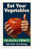 Eat Your Vegetables For Health & Strength WPA Style 12x18 US Made Poster
