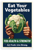 Eat Your Vegetables Cauliflower WPA Style 12x18 US Made Poster