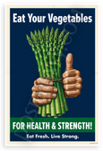 Eat Your Vegetables Asparagus Thumbs Up WPA Style 12x18 US Made Poster