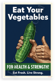 Eat Your Vegetables Cucumber Thumbs Up WPA Style 12x18 US Made Poster