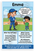 Making Inferences Emma Baseball Educational 12x18 US Made Poster