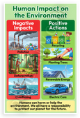 Human Impact on the Environment Negative Impacts Positive Actions Educational 12x18 US Made Poster