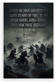 Beowulf 'Listen We Have Gathered the Glory' Spear-Danes Quote 12x18 US Made Poster