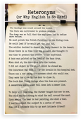 Heteronyms Why English is So Hard Educational 12x18 US Made Poster