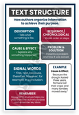 Text Structure Educational Chart Description Sequence Cause Effect 12x18 US Made Poster