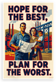 Hope For The Best Plan For The Worst WPA Style Motivational 12x18 US Made Poster