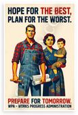 WPA Hope For The Best Plan For The Worst Motivational 12x18 US Made Poster