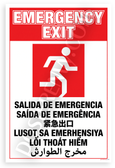 Emergency Exit Multilingual Safety Sign Running Figure 12x18 US Made Poster