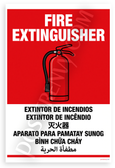 Fire Extinguisher Multilingual Safety Sign 12x18 US Made Poster