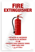 Fire Extinguisher Safety Multilingual Workplace 12x18 US Made Poster