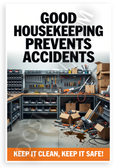 Good Housekeeping Prevents Accidents Workshop Safety 12x18 US Made Poster