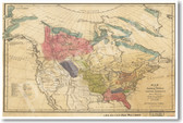Vintage Map of Native American Tribes - Poster