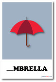 NEW LANGUAGE ARTS POSTER - Umbrella Missing Letter Exercise POSTER