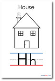 NEW LANGUAGE ARTS POSTER - The Letter H - House Spelling - Alphabet  POSTER