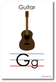 NEW LANGUAGE ARTS POSTER - The Letter G - Guitar Spelling - Alphabet POSTER