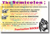 The Semicolon #1 - Punctuation Rocks! - Classroom Grammar Poster
