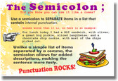 The Semicolon #2 - Punctuation Rocks! - Classroom Poster