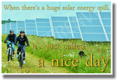 Children Riding Bikes Past Solar Energy Panels - Ecology Motivational PosterEnvy Poster