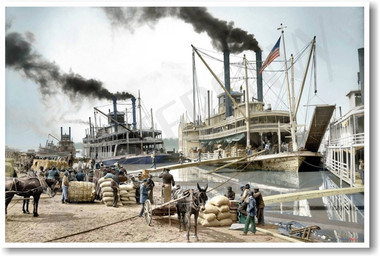 Unloading a Steamboat on the Mississippi 1907