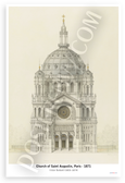 Church of Saint-Augustin Paris 1871 Victor Baltard Vintage Architectural 12x18 US Made Poster