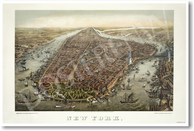 1873 - Birds Eye View of New York