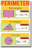 NEW MATH Educational Geometry Classroom POSTER - Perimeter