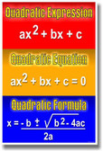 Quadratic Expression, Quadratic Equation, Quadratic Formula