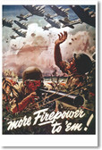 More Firepower To Em - NEW Vintage WW2 Reprint Poster