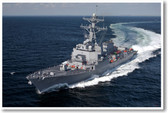 US Navy Destroyer on Maneuvers