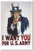I Want You for US Army - Uncle Sam - NEW Vintage WW2 Reprint Poster