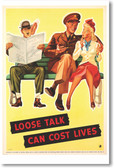 Loose Talk Can Cost Lives 2 - NEW Vintage WW2 Reprint Poster