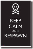 Keep Calm and Respawn - NEW Humor Poster