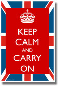 Keep Calm and Carry On British Flag NEW Humor Poster