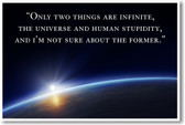 Only Two Things Are Infinite, the Universe and Human Stupidity, and I'm Not Sure About the Former.