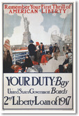 Remember Your First Thrill of American Liberty - NEW Vintage WW2 Reprint Poster