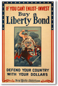 If You Can't Enlist - Invest - NEW Vintage WW2 Reprint Poster