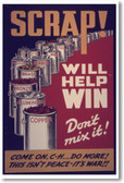 Scrap Will Help Win - NEW Vintage WW2 Reprint Poster